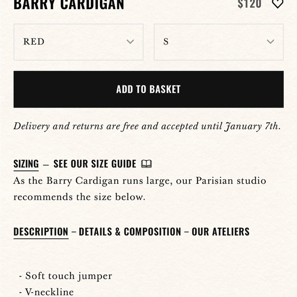 Sezane Barry cardigan sweater RED - Picture 3 of 7